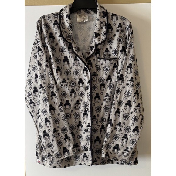 Pokemon Center Womens 2XL Gray Snow Flake Flannel L/S Pajama Set Soft Chest 44" - Picture 1 of 9